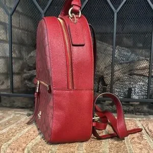 Coach Red Leather Jordyn Backpack with Gold-Tone Hardware COACH Signature Jordyn Red Leather Medium Backpack | eBay main image 2